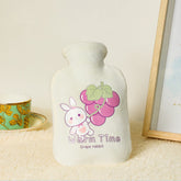 Cartoon Velvet Cover Thickened Explosion-Proof PVC Water-Filled Hot Water Bag, 500ML Milky White, 1000ML Milky White, 2000ML Milky White, 500ML Light Green, 1000ML Light Green, 2000ML Light Green, 500ML Yellow, 1000ML Yellow, 2000ML Yellow