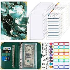 A6 Leather Loose-leaf Budget Book Handbook Notepad, Pink, Ink Green, Purple, Blue Gray, Water Blue, Cyan Greene, Deep Blue, Watercolor Blue, Marbled-Pink, Marbled-Blue, Marbled White