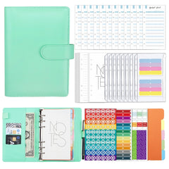 A6 Macaron PU Leather Loose-leaf Notebook Cash Budget Handbook, XJYS-010 Purple, XJYS-010 Yellow, XJYS-010 Black, XJYS-010 Green, XJYS-010 Blue, XJYS-010 Pink