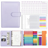 A6 Macaron PU Leather Loose-leaf Notebook Cash Budget Handbook, XJYS-010 Purple, XJYS-010 Yellow, XJYS-010 Black, XJYS-010 Green, XJYS-010 Blue, XJYS-010 Pink