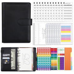A6 Macaron PU Leather Loose-leaf Notebook Cash Budget Handbook, XJYS-010 Purple, XJYS-010 Yellow, XJYS-010 Black, XJYS-010 Green, XJYS-010 Blue, XJYS-010 Pink