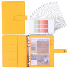 A5 Macaron Notebook PU Loose-leaf Cash Budget Handbook, Gray, Pink, Yellow, Blue, Green, Black