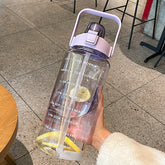 GYBL4503 2000ml Large-capacity Outdoor Sports Water Bottle with Straw, Spec:, Purple, Purple+Stickers, Purple+3D Stickers, Green, Green+Stickers, Green+3D Stickers, Blue, Blue+Stickers, Blue+3D Stickers, Black, Black+Stickers, Black+3D Stickers, Pink