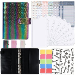 A6 Illusion Magic Square Loose-leaf PU Notebook Cash Budget Book, White, Black, Pink, Purple, Orange, Blue, Green, Milk Tea