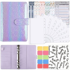 A6 Illusion Magic Square Loose-leaf PU Notebook Cash Budget Book, White, Black, Pink, Purple, Orange, Blue, Green, Milk Tea