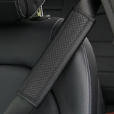Fiber Leather Embossed Car Seat Belt Shoulder Cover Protector, 6.5X23cm