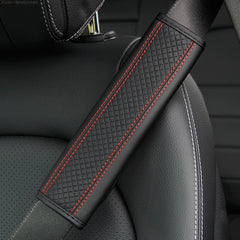 Fiber Leather Embossed Car Seat Belt Shoulder Cover Protector, 6.5X23cm