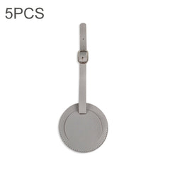 5 PCS Soft-Surface Leather Stitched Round Boarding Pass Luggage Tag