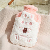 ZS103 Cartoon Plush Water-filled Hot Water Bags Explosion-proof Leak-proof Warming Water Bottle, Spec:, Intervened White, Intervened Coffee, Intervened Khaki