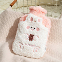 ZS103 Cartoon Plush Water-filled Hot Water Bags Explosion-proof Leak-proof Warming Water Bottle, Spec:, Intervened White, Intervened Coffee, Intervened Khaki