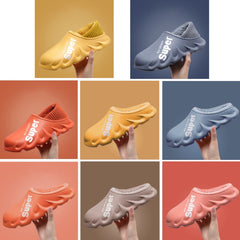 Winter Warm Velvet Thick Waterproof Cotton Slippers, Yellow, Blue Gray, Orange Red, Blue Gray 599, Duck Egg Green 599, Orange Red No Heel