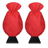 2pcs Winter Warm Car Snow Shoveling Gloves Deicing Snow Scraper, Red, Black