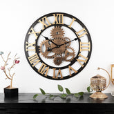 Vintage Wooden Round Gear Silent Wall Clock, Rome Number 58cm 6 Gears Golden, Rome Number 58cm 6 Gears Silver, Rome Number 58cm 4 Gears Golden, Rome Number 58cm 4 Gears Silver, Number 58cm 4 Gears Silver