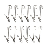 With Long Tail Clothes Drying Clip Stainless Steel Ribbon Hook Hanging Clip, 12pcs Stainless Steel