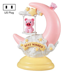 GOELONG Cartoon Moon Table Lamp Children Room Animal Night Light, Plug:, US Plug, EU Plug