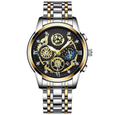 BINBOND 4010 Multifunctional Waterproof Hollowed Luminous Quartz Watch