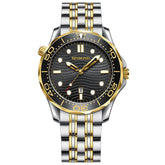 BINBOND B2820 Luminous 30m Waterproof Men Sports Quartz Watch, Inter-gold Black Surface, Inter-gold Blue Surface, Blue Silicon White Steel Blue