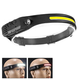 USB Rechargeable Motion Sensor Headlamp COB Outdoor Fishing Flashlight, W689-1 Red+White Light, W689-2 White+Warm Light, W689-3 Red White Warm, W689-2 White Light, W689-3 White Light