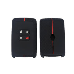 For Renault Koleos/Megane 2pcs 4 Button Honeycomb Pattern Silicone Key Cover, Black Red Line, Red White Line, Sea Blue Black Line, Dark Gray Black Line, White Black Line, Black Blue Line, Black White Line