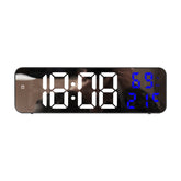 671 Mirror Screen Digital LED Alarm Clock USB Plug-in/Battery Dual-use With Temperature/Humidity Display, 671 (Black Shell White Blue), 671 (Black Shell White Green), 671 (Black Shell White Red)