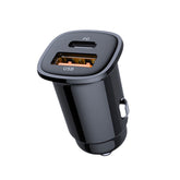 PD 30W Dual Port USB Super Fast Charge Car Charger, 30W Black