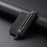 Phone ID Card Holder PU Leather Flap Zipper Wallet Card Holder Bag Adhesive Case