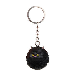 Round Little Tiger Cat Keychain Cartoon Key Ring Ornament, White, 3 Color, Black, Coffee White, Yellow White, Gray
