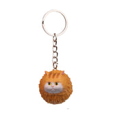 Round Little Tiger Cat Keychain Cartoon Key Ring Ornament, Yellow White, Gray, White, 3 Color, Black, Coffee White
