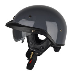 SOMAN Motorcycle Half Helmet Adjustable Helmet With Inner Mirror, M, L, XL, XXL