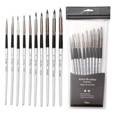 10 In 1 Nylon Hair Watercolor Paint Brush Set Wooden Handle Round Pointed Acrylic Painting Pens, 10 In 1