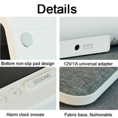 3 In 1 10W Wireless Charging Bedside Lamp LCD Screen Alarm Clock Phone Charger,EU Plug