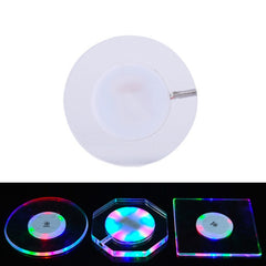 LED Light Up Acrylic Coaster Transparent Crystal Base, 100x4mm Round, 100x4mm Octagonal, 100x4mm Square
