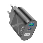 65W GAN PD + QC3.0 Fast Charger Phone Notebook Computer Universal Charging Head, EU Plug Black, UK Plug Black, US Plug Black, AU Plug Black, EU Plug White, UK Plug White, US Plug White, AU Plug White