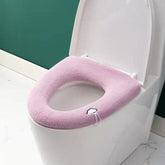 Universal Knitted Washable Toilet Pad Home Thickened Warm Toilet Cover, With Handle Pink, With Handle Gray, With Handle Blue, Flat Pink, Flat Gray, Flat Blue