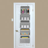 GD03 Wall-Mounted Fabric Storage Bag Wardrobe Room Door Behind Hanging Bag, 4+1 Gray, 4+1 Beige, Lantern Flower 4-grids