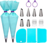 15 In 1 Silicone Icing Piping Cream Pastry Bag Stainless Steel Cake Nozzle Set, 15pcs /Set