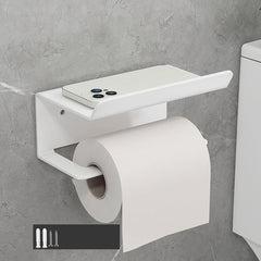 Stainless Steel Bathroom Roll Paper Holder No-Punch Cell Phone Storage Shelf, Phone Rack (White), Paper Rack (White), Phone Rack (Black), Paper Rack (Black), Phone Rack (Gray), Paper Rack (Gray)