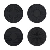 4pcs/set 6.8x0.3cm Car Anti-slip Silicone Water Coaster Storage Interior, Black, Gray, Brown, Green, Wine Red