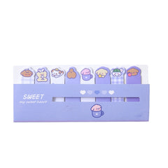 120sheets /Set Kawaii Sticky Tab Note Page Marker Writable and Repositionable File Flags, Dog, Fruit, Girl, Flower, Bear, Cat