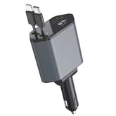 4-In-1 120W Multifunctional USB Retractable Dual-Line Digital Display Car Fast Charger