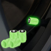 4pcs /Set Luminous Car Motorcycle Tire Modified Valve Cap, Green White Skull, Green Black Flag, Green Red Skull, Green Sports Car