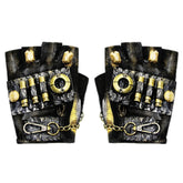 Punk Biker Half Finger Gloves Halloween Accessories, S, M, L, XL