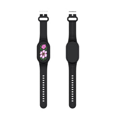 For Samsung Galaxy SmartTag 2 Bracelet Waterproof Silicone Wristband, Black Flag, Blue Paw Prints, Pink Bee, Black Dinosaur, Black Flower, Green Flower