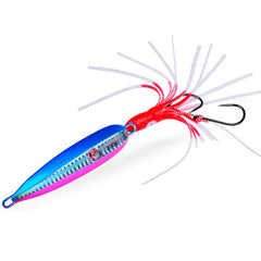 PROBEROS LF159 Luminous Bearded Squid Hook Slow Cranking Road Runner Iron Plate Bionic False Bait, 100G, 120G, 150G