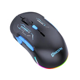 MKESPN W12 Tri-Mode 5-Channel Gaming Mouse 10-Key 10000 DPI Ambidextrous Design RGB Macro Mouse, W12 Blue, W12 Red