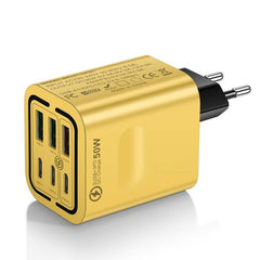 BK321 50W 3USB+3Type-C 6-Ports Fast Charging Phone Charger, EU Plug (Black), EU Plug (White), EU Plug (Yellow), US Plug (Black), US Plug (White), US Plug (Yellow), UK Plug (Black), UK Plug (White), UK Plug (Yellow)