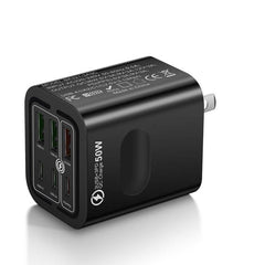 BK321 50W 3USB+3Type-C 6-Ports Fast Charging Phone Charger, EU Plug (Black), EU Plug (White), EU Plug (Yellow), US Plug (Black), US Plug (White), US Plug (Yellow), UK Plug (Black), UK Plug (White), UK Plug (Yellow)