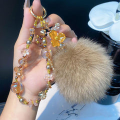 Plush Cell Phone Chain Plush Crystal Beaded Chain Bag Charms