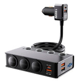 Car Cigarette Lighter 3 In 1 Car Charger With Switches Voltage Display Multiple Ports, TR51