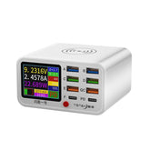 TENSAI 65W 8-Port USB Charging Station With 1.8-Inch LCD Display & 15W Wireless Charger, EU Plug, US Plug, UK Plug